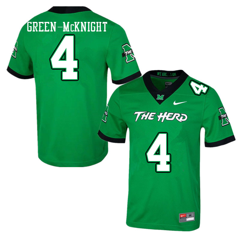 Men #4 Jadarius Green-McKnight Marshall Thundering Herd College Football Jerseys Stitched-Green - Click Image to Close
